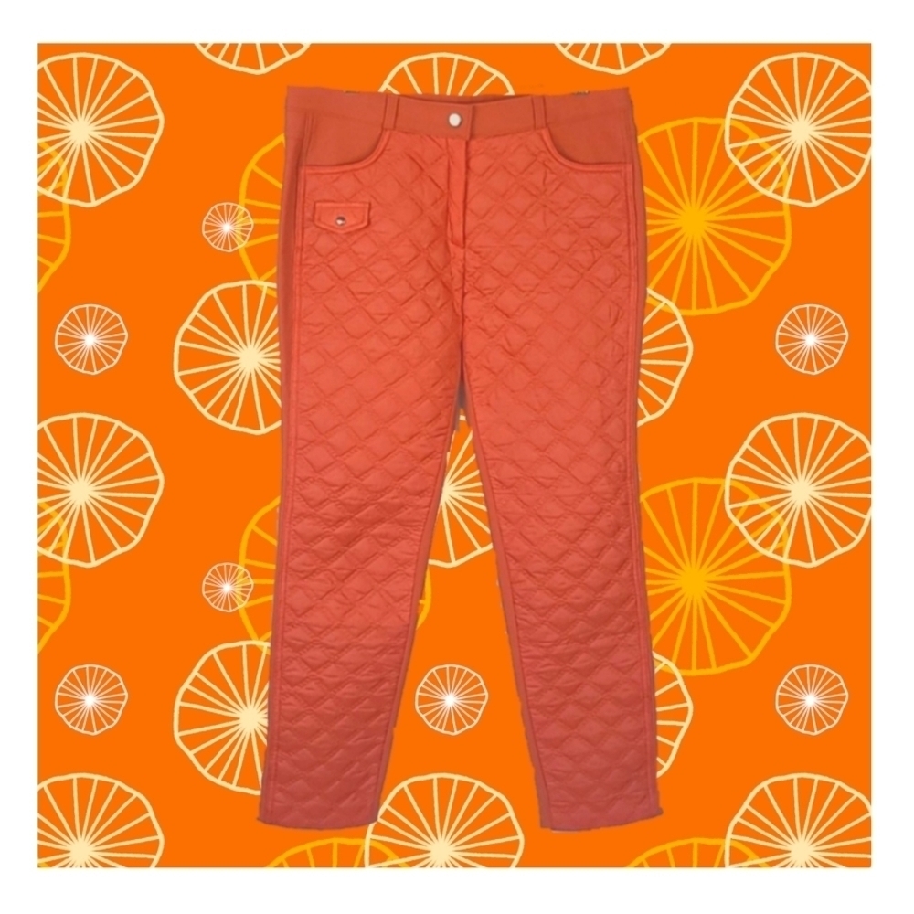 Sateen Orange Sportd Pants Quilted Vintage Well-Made - Picture 10 of 10